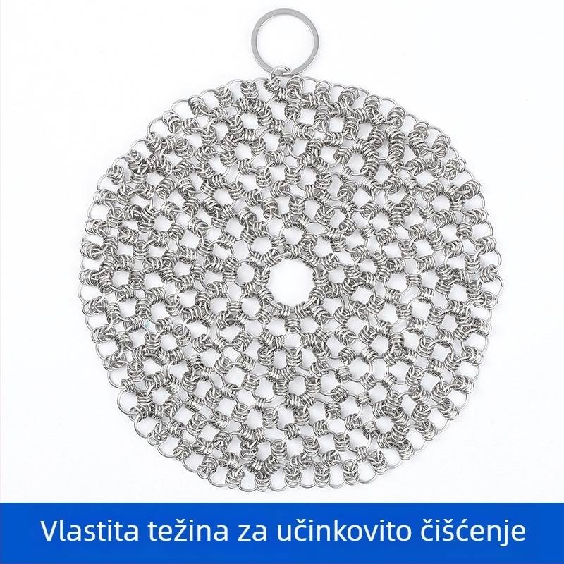 Mreža za čišćenje posuđa od nehrđajućeg čelika 316 s trostrukim prstenom