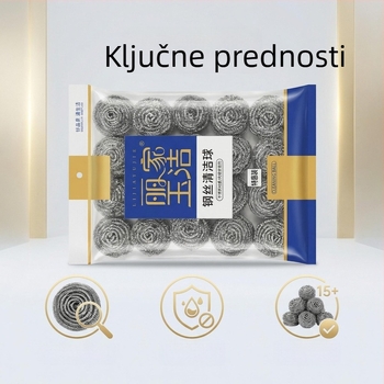 Lijia Yujie Žičana kugla od nehrđajućeg čelika 410 za čišćenje posuđa i lonaca, 20 komada