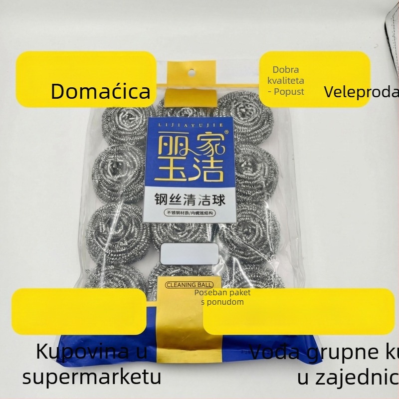 Lijia Yujie Žičana kugla od nehrđajućeg čelika 410 za čišćenje posuđa i lonaca, 20 komada