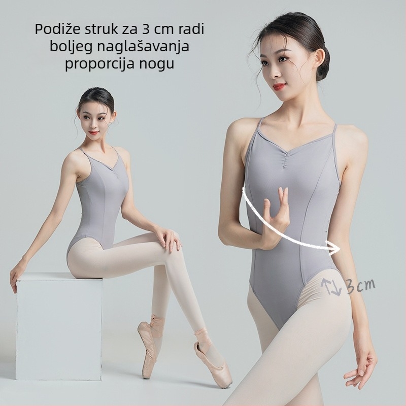 Ženski baletni leotard s trakama za ples i trening