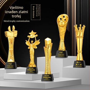Trofej od smole, metala i kristala s kreativnim šarenim otiskom, medalja za plesno natjecanje i nagrada za izvrsnog zaposlenika, graviranje dostupno
