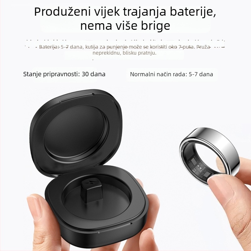 AI pametni prsten za praćenje otkucaja srca, zasićenost kisikom, san, HRV i stres — višenamjenski nosivi uređaj