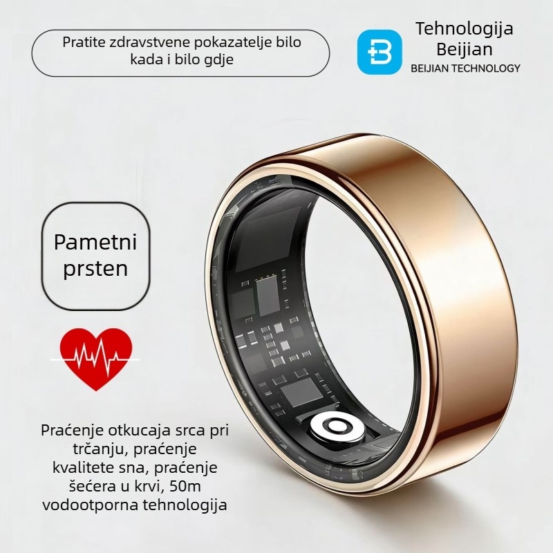 AI pametni prsten za praćenje otkucaja srca, zasićenost kisikom, san, HRV i stres — višenamjenski nosivi uređaj