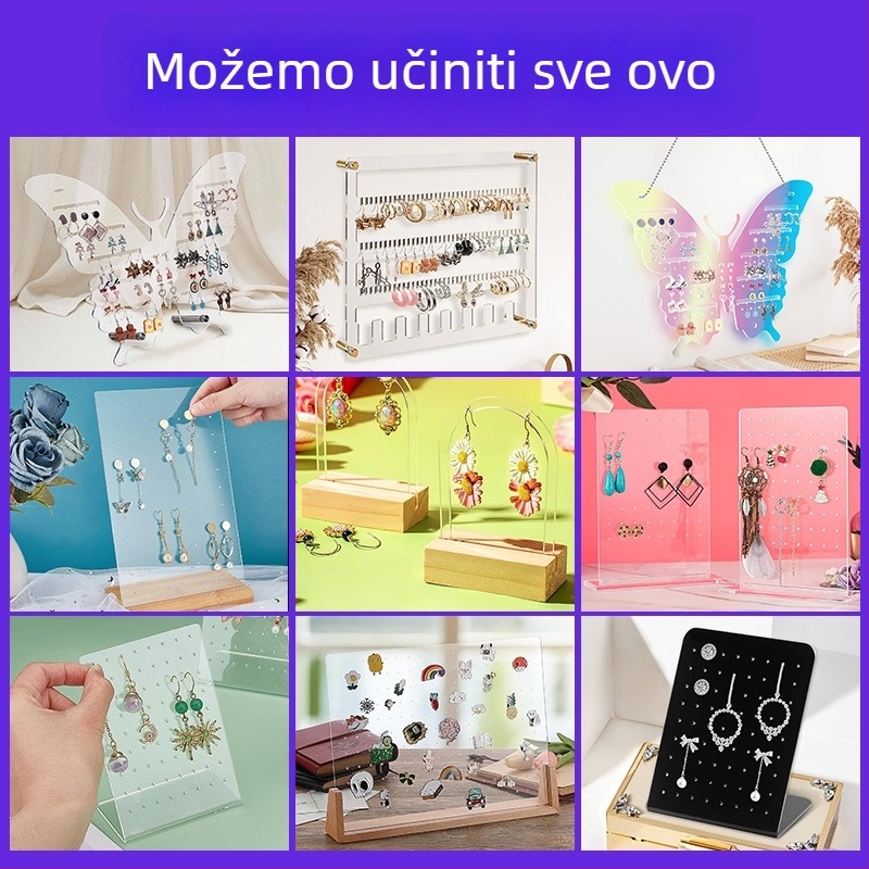 Akrilni L-oblik stalak za naušnice i ogrlice