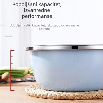 Trodjelni set posuda od nehrđajućeg čelika, u boji, debelih i dubokih, za kuhinju, za pranje lica, povrća, riže i tijesta