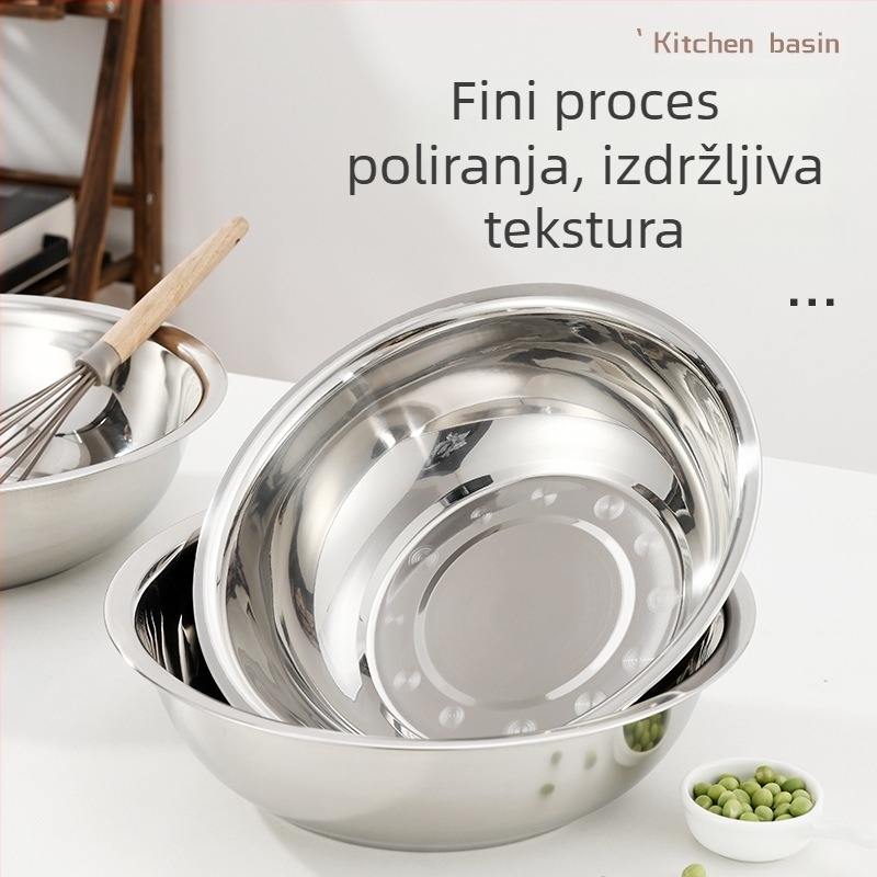 Posuda od nehrđajućeg čelika za kućnu upotrebu, 28–42 cm, bez magnetskog svojstva, debela konstrukcija, za pranje povrća i lica