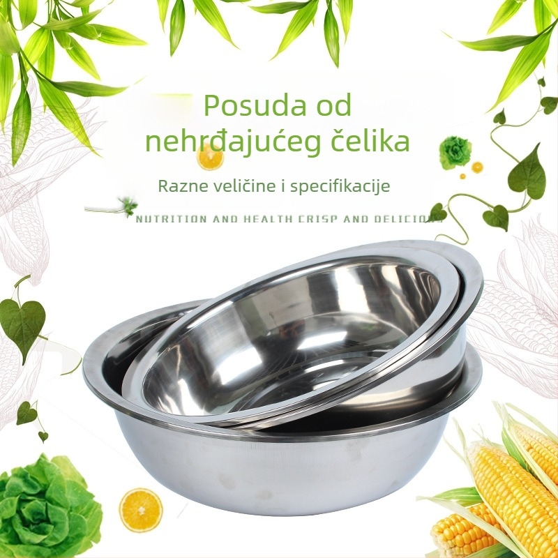 Magnetska okrugla posuda od nehrđajućeg čelika za kuhinju – zdjela za juhu, posuda za pranje povrća i zdjela za razbijanje jaja