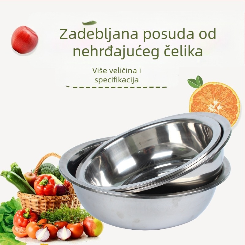 Magnetska okrugla posuda od nehrđajućeg čelika za kuhinju – zdjela za juhu, posuda za pranje povrća i zdjela za razbijanje jaja
