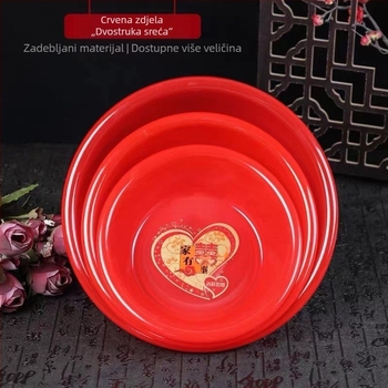 Debela plastična crvena okrugla posuda za kućnu upotrebu, velika za pranje rublja i povrća, svadbeni poklon, promjer 36 cm