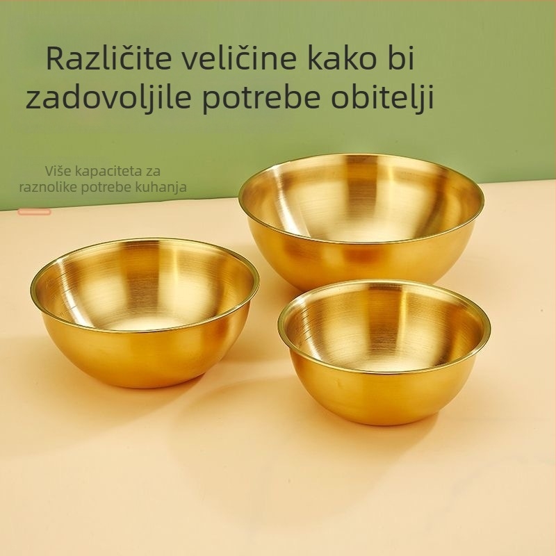 304 debeli nehrđajući čelik – višenamjenska kuhinjska zdjela za salatu, mućenje jaja i mijesanje tijesta, okrugla, promjer 17-17,9 cm