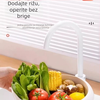 Plastična plava zdjela za ispiranje riže sa cjedilom i košarom za ocjeđivanje – ekstra velika kuhinjska zdjela za rižu, voće i povrće