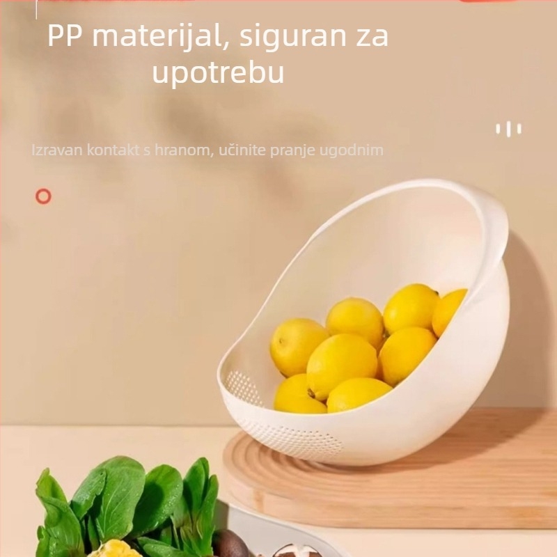 Plastična plava zdjela za ispiranje riže sa cjedilom i košarom za ocjeđivanje – ekstra velika kuhinjska zdjela za rižu, voće i povrće