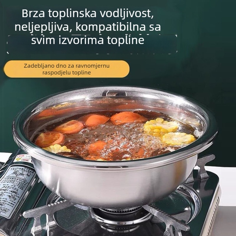 Nehrđajući čelični višenamjenski duboki posuda, ne-magnetna, debela i duboka, za mijesanje tijesta, pranje povrća i rublja te posuda za začine u kuhinji i kantini.