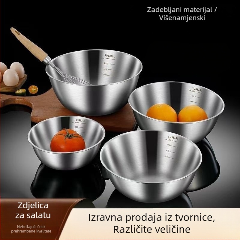 Kućna zdjela za salatu, moderna zdjela za mariniranje, višefunkcionalna nehrđajuća čelična zdjela za pečenje i mijesanje tijesta, debela zdjela