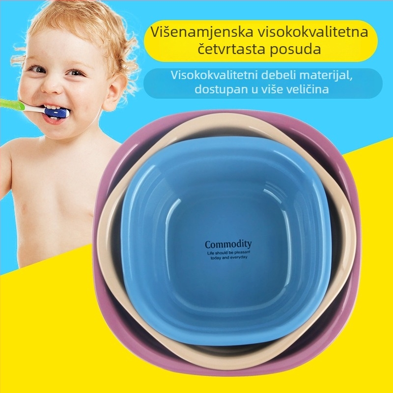 Izdržljivi plastični umivaonici za kućanstvo u velikim, srednjim i malim veličinama; kvadratni umivaonici za pranje rublja u studentskim domovima