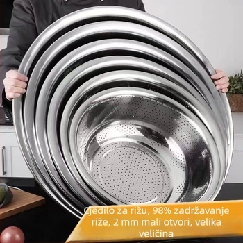 Debelo od nehrđajućeg čelika cjedilo za pranje riže i povrća s odvodom, posuda za ispiranje 45–70 cm