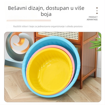 Prilagodljivi plastični bazen za pranje rublja, 36 cm, velik, debeli prugasti dizajn, za pranje rublja, stopala i lica, studentski dom