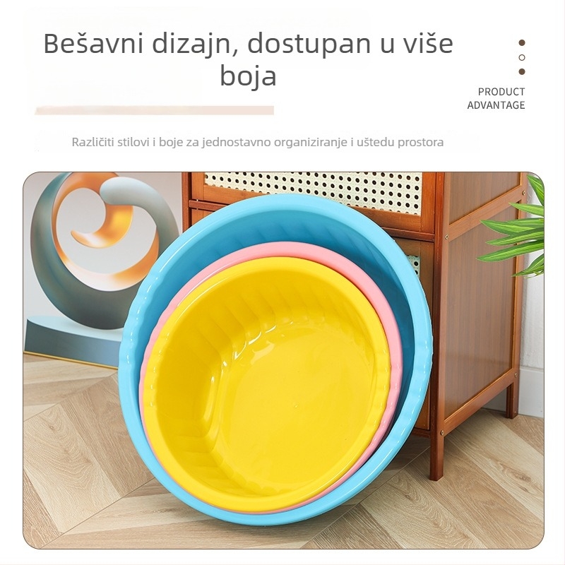 Prilagodljivi plastični bazen za pranje rublja, 36 cm, velik, debeli prugasti dizajn, za pranje rublja, stopala i lica, studentski dom