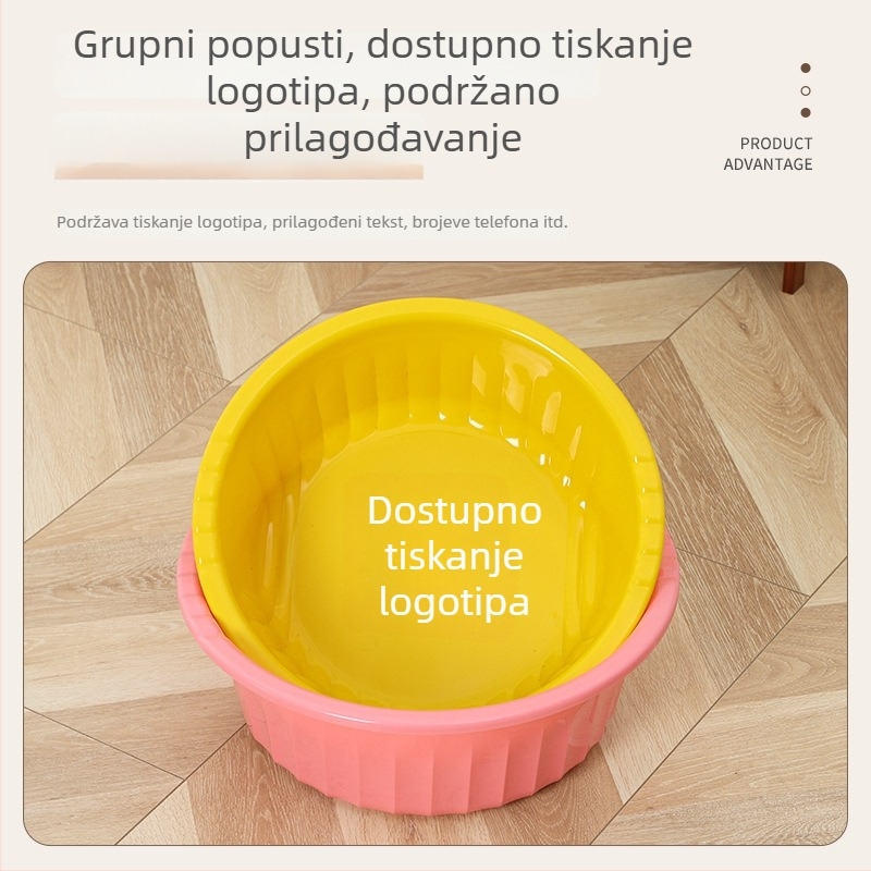 Prilagodljivi plastični bazen za pranje rublja, 36 cm, velik, debeli prugasti dizajn, za pranje rublja, stopala i lica, studentski dom