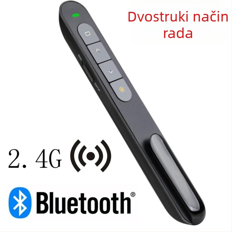 Bluetooth dvostruki način pisaća olovka za prebacivanje stranica s PPT laserom, bežični 2,4 GHz