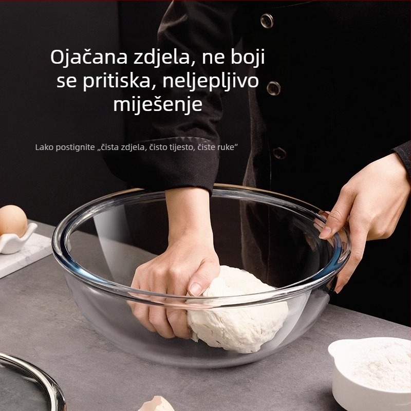 Staklena zdjela za miksanje tijesta s poklopcem, nelepiva zdjela za mijesanje, za mućenje vrhnja i jaja