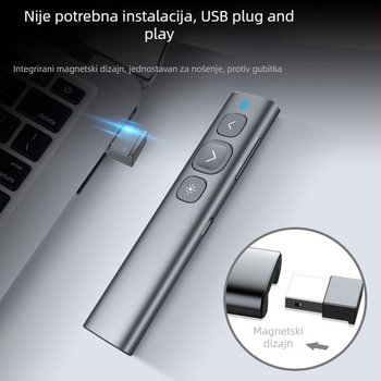 For PPT laserski pokazivač s crvenim LED-om, punjiv, daljinsko prebacivanje stranica, elektroničko pero za prezentacije