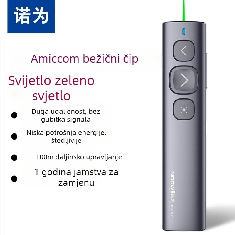 For PPT laserski pokazivač s crvenim LED-om, punjiv, daljinsko prebacivanje stranica, elektroničko pero za prezentacije