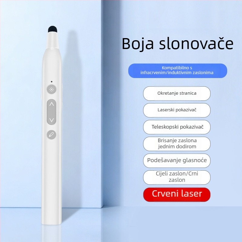 Pametan proširivi pokazivač s funkcijom prelistavanja stranica, laserski pokazivač, kapacitivna olovka za ured i nastavu, šest u jednom, kompatibilan sa Seewo