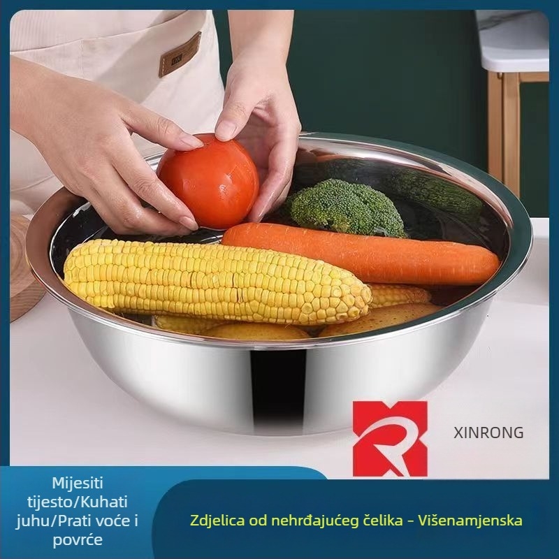 Velika posuda od nehrđajućeg čelika, prehrambene kvalitete, za pranje povrća, mijesanje tijesta, kuhanje ribe, začinjavanje, pranje lica i nogu