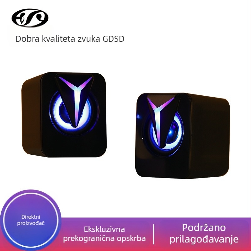 USB napajani dvostruki zvučnici stolni sustav s RGB osvjetljenjem za prijenosna i stolna računala, gaming zvuk