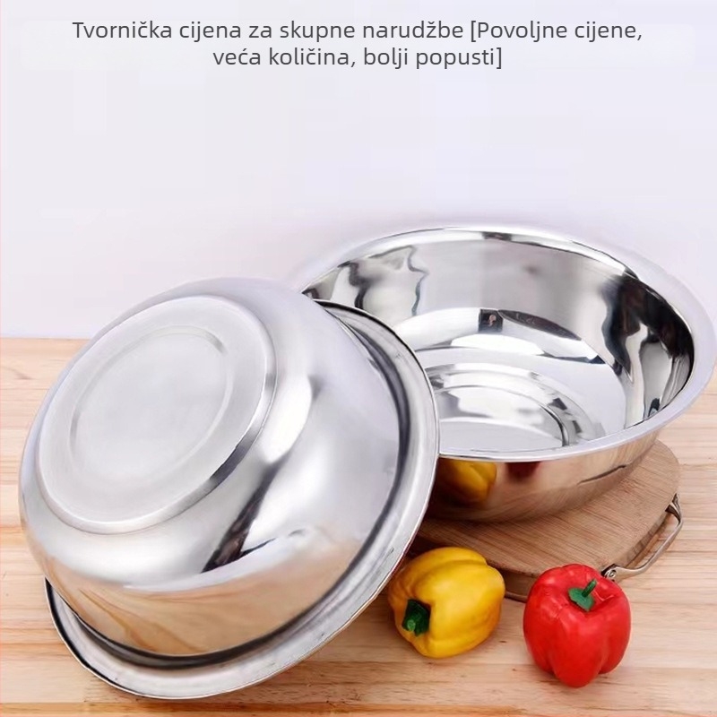 Magnetska posuda od nehrđajućeg čelika s uvijenim rubom, velika kuhinjska zdjela za pranje povrća i posuđa