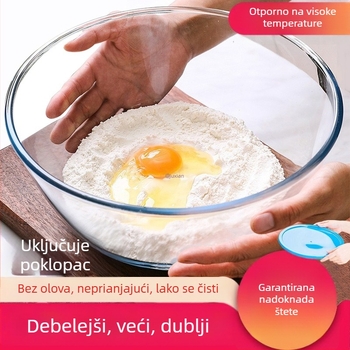 Velika otporna na toplinu staklena zdjela za miješanje tijesta, jaja i salata