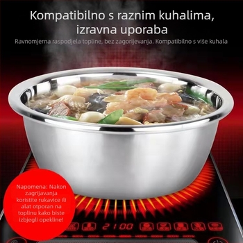 201 nehrđajući čelik, kružna posuda za kućnu upotrebu, višenamjenska posuda za pranje riže i povrća, mućenje jaja i mijesanje tijesta, začini i voće