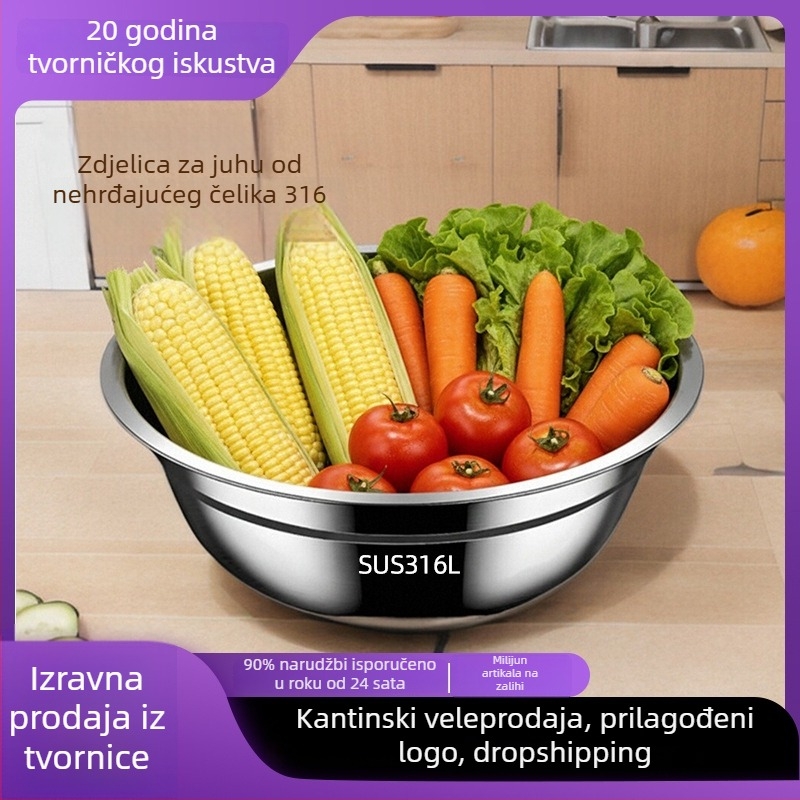 Zdjela za juhu od nehrđajućeg čelika 316L, višenamjenska kuhinjska posuda, debela, prehrambene kvalitete, kućna upotreba