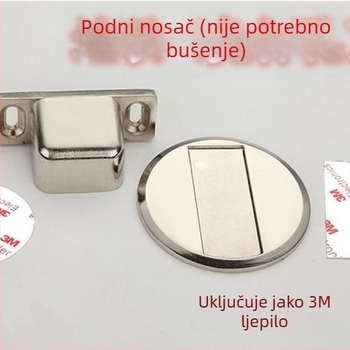 Držač vrata bez bušenja s podnim usisavanjem i ljepilom, nevidljiv u kupaonici, snažan magnet, zaštita od sudara