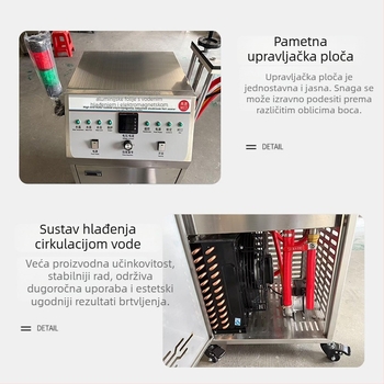 Stroj za brtvljenje aluminijske folije vodeno hlađen elektromagnetskom indukcijom, za boce nepravilnog oblika, s malom brtvom, proizvodna linija
