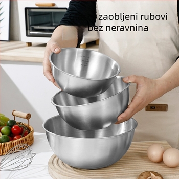 Debela nehrđajuća čelična višenamjenska kuhinjska posuda, korejskog stila zdjela sa skalom, za tučenje jaja i mijesenje tijesta, za kućnu i profesionalnu upotrebu