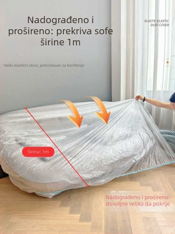 Navlaka za prašinu za kauč i krevet, potpuno pokrivanje namještaja od prašine, otporna na ogrebotine mačaka, tanke plastične navlake