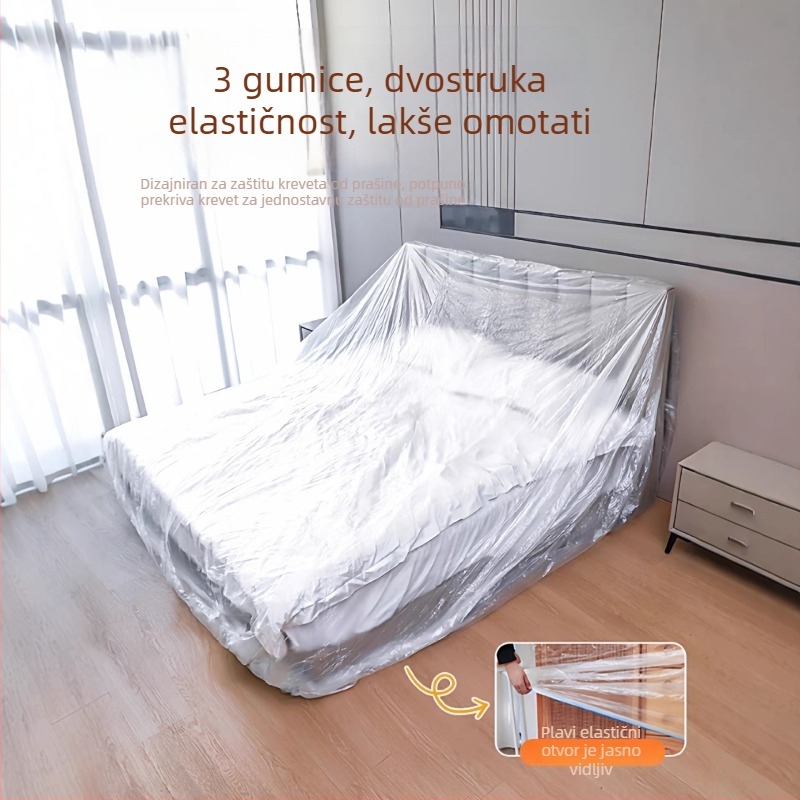 Prošireni i debeli pokrov protiv prašine s elastičnim rubovima za krevet, potpuno prekrivanje kauča i namještaja, zaštita od prašine za studentski dom.