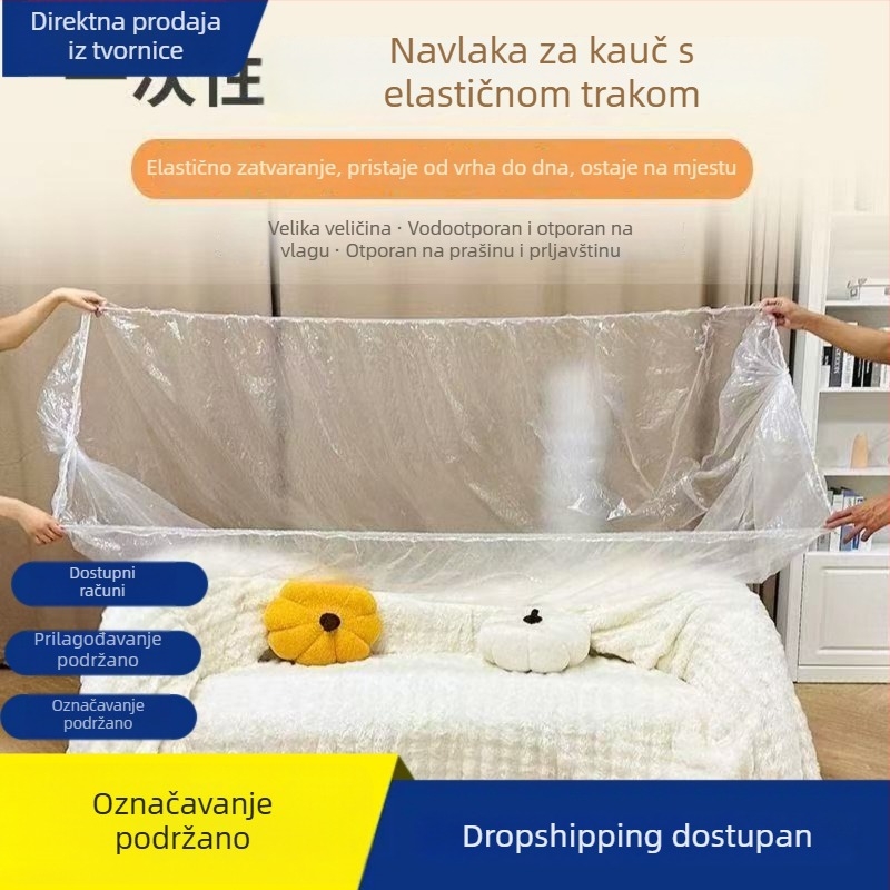 Jednokratno pokrivalo za krevet s elastičnim rubom, plastična zaštitna navlaka za kauč i namještaj, navlaka za dječji krevetić, navlaka za dom