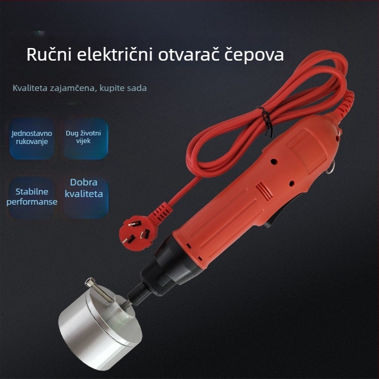 Kompaktni ručni električni zatvarač kapica za staklene i plastične boce — zatvaranje i zatezanje kapica (poluautomatni)