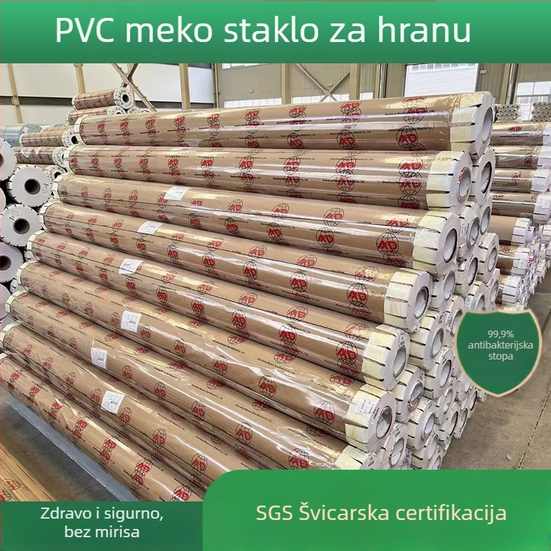 Prozirni PVC stolni ubrus u rolni s izgledom kristalnog stakla, vodootporan, otporan na masnoće, bez mirisa, mekana površina