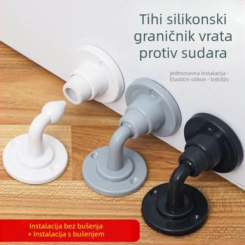 Tiši ugrađeni štoper za vrata sa silikon tamponom – za unutarnje i ulazne vrata, bez bušenja
