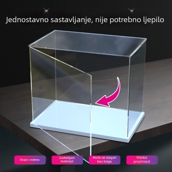 Prozirna akril kutija s vratima za figurice, LEGO i modele od gline – ulični prizor, zaštita od prašine, kapacitet 2 L