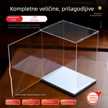 Prozirna akril kutija s vratima za figurice, LEGO i modele od gline – ulični prizor, zaštita od prašine, kapacitet 2 L