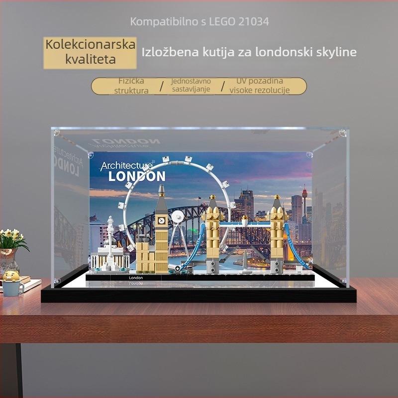 Prozirna akrilna kutija za LEGO 21034 Architecture Series London, kutija za skladištenje s zaštitom od prašine