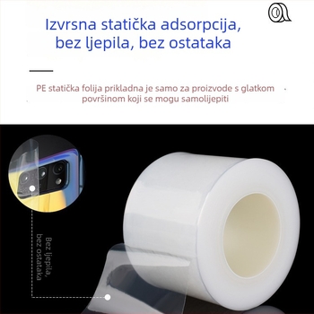 PE elektrostatni zaštitni film za staklo i plastična kućišta, proziran, samoljepiv, zaštita od prašine
