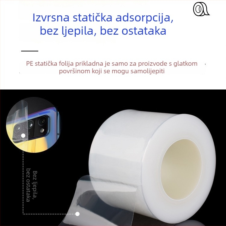 PE elektrostatni zaštitni film za staklo i plastična kućišta, proziran, samoljepiv, zaštita od prašine