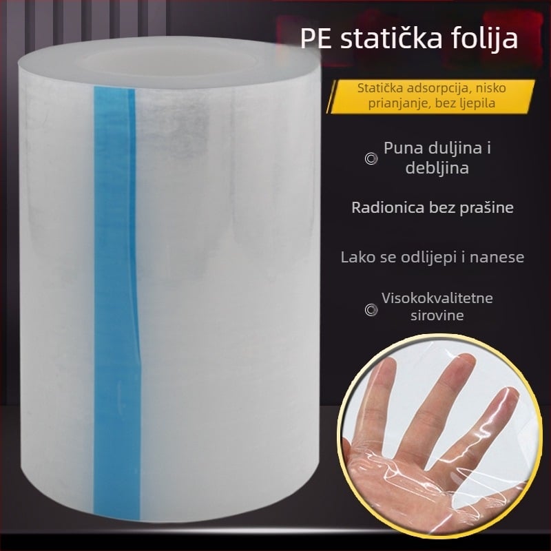 PE elektrostatni zaštitni film za staklo i plastična kućišta, proziran, samoljepiv, zaštita od prašine