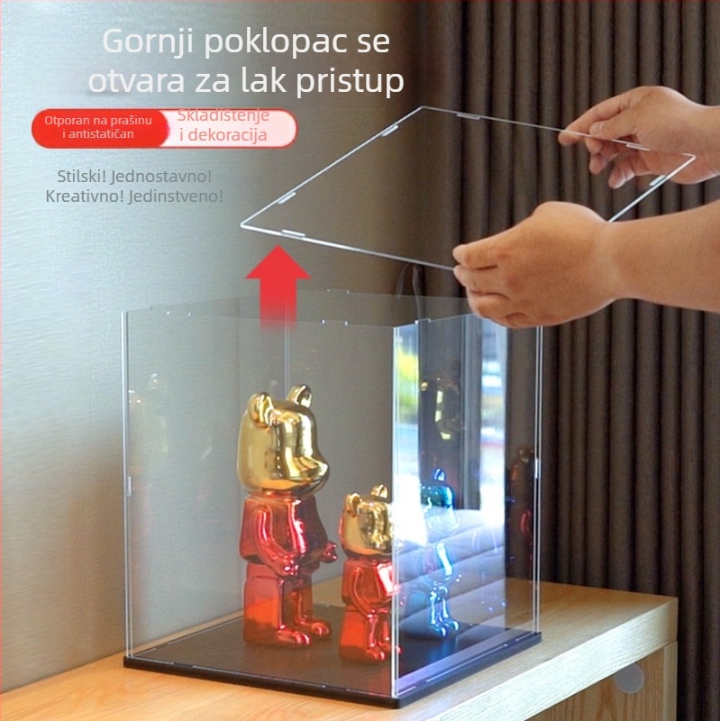 Prozirna akrilna kutija za izlaganje s poklopcem za blokove za slaganje, zaštita od prašine, pogodno za slaganje, kapacitet 1 L
